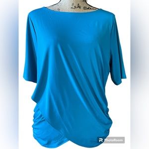 Worthington PXL Teal Faux Wrap Top